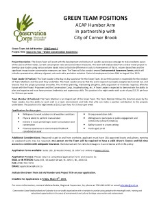 ACAP Humber Arm - Green Team Job